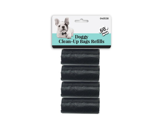 Black Doggy Clean Up Refill Bags in sleek design, with 24 packs of 96 sturdy, eco-friendly pet waste bags.