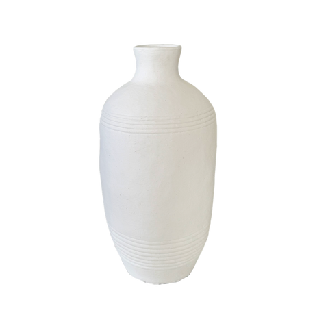 Chic white terracotta Lombok Bottle (54cm) perfect for decor, with a timeless design for dried flowers or as a statement piece.