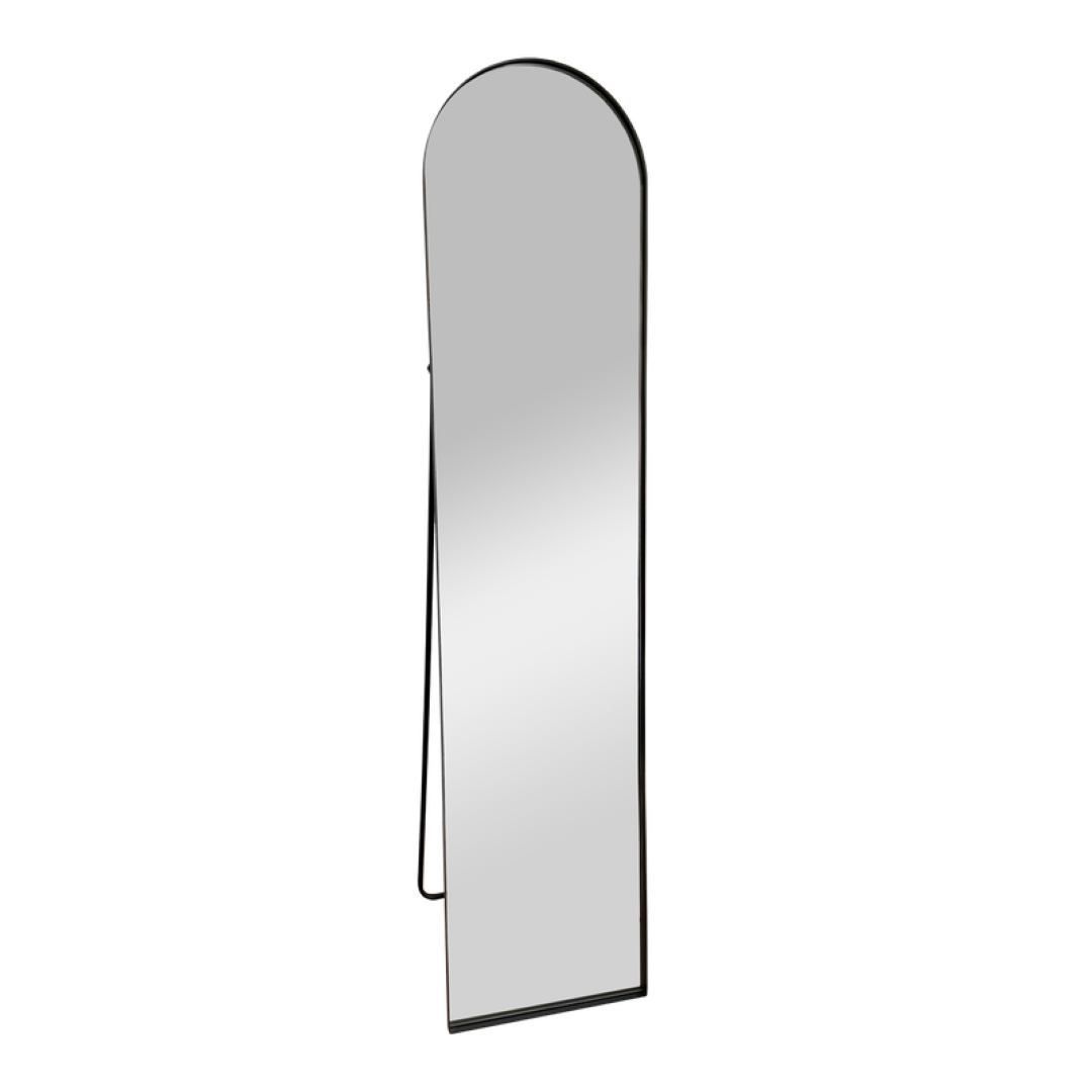 Elegant Ava Black Standing Mirror (40x175cm) with a rounded surround, ideal for stylish bedrooms and dressing rooms.