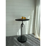 Sleek black metal bar leaner, height-adjustable, perfect for gatherings, measuring 60 x 104 cm for versatile dining.