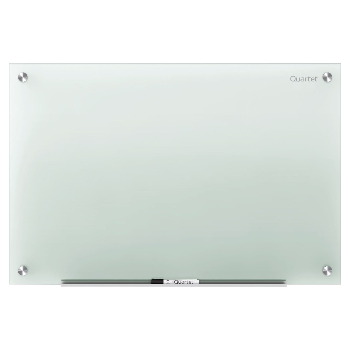 Frosted 900x600mm Quartet Infinity Glass Board with durable surface, includes marker, adjustable pen trays, and mounts easily.