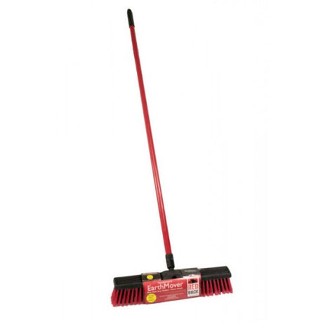 Heavy-duty outdoor broom with a 45cm head and steel handle, ideal for clearing debris from various surfaces.