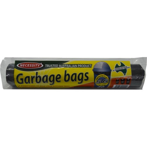 Durable 56L garbage bags in a roll of 20, perfect for home and commercial waste disposal, easy to tear off.