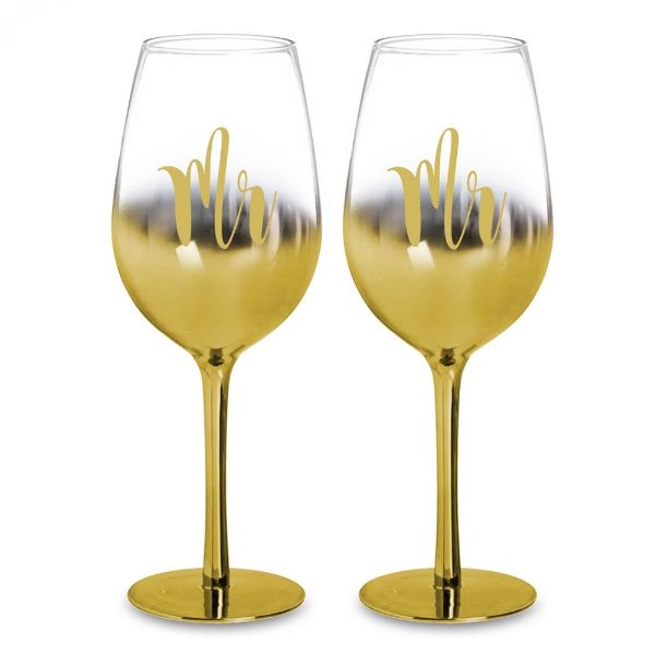 MR and MRS ROSE GOLD OMBRE WINE SET (430ML)