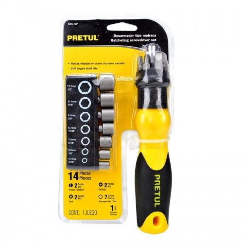 Ratchet Screwdriver - Pretul 6 X Bits 7 X Sockets