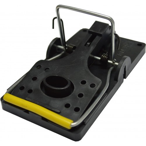 Durable ABS plastic rat trap with steel components, humane capture mechanism, compact design, and eco-friendly reusable feature.