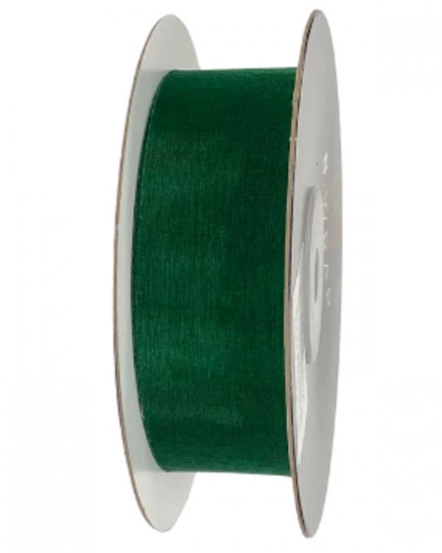 Ribbon - Cut Edge Organza 25mm X 50mtrs Hunter Green