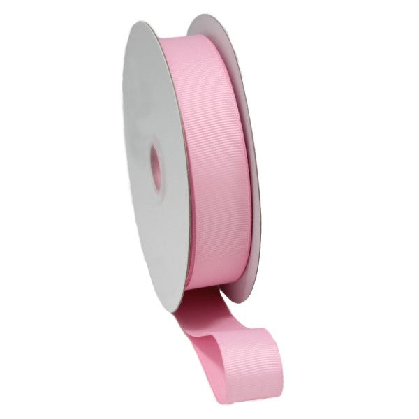 Light pink grosgrain ribbon with woven edges, 38mm wide, ideal for crafts, gift wrapping, and decorative accents.