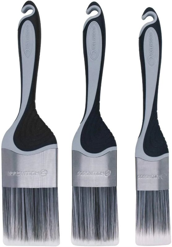 Paint Brush Set featuring 3 oval brushes (1.5", 2", 2.5") for precise edging and smooth application, ideal for all paints.