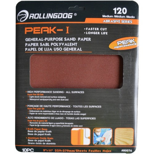 Sandpaper 10 Sheets 120grit 230x280 Rolling Dog