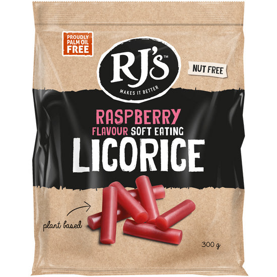 RJ’s Raspberry Soft Eating Licorice 300g - Carton of 12
