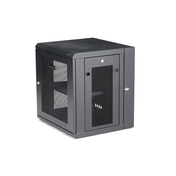 12U Wall-Mount Server Rack Cabinet - Hinged Enclosure - Up to 16 in. Deep
