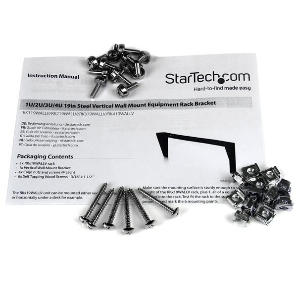 3U 48cm (19in) Steel Vertical Wall Mount Equipment Rack Bracket