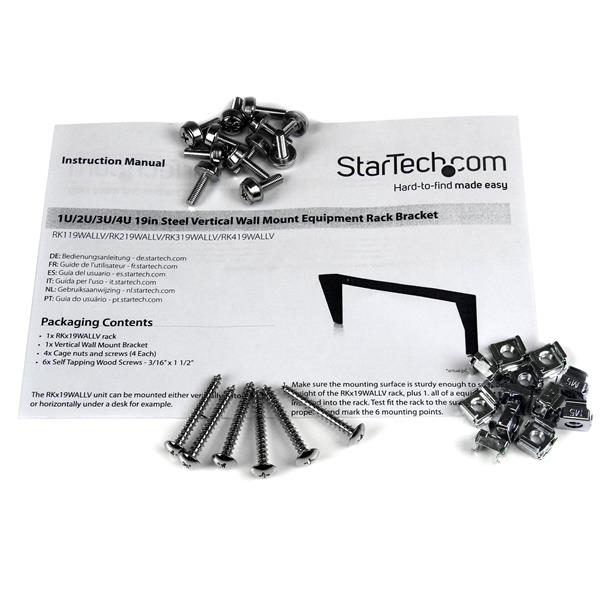 4U 19in Steel Vertical Wall Mount Equipment Rack Bracket