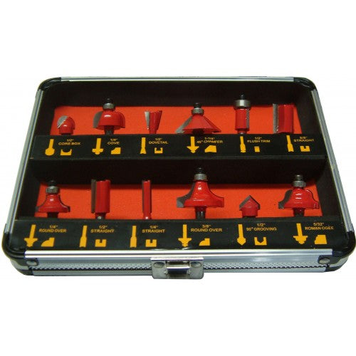 Router Bit Set In Aluminium Case   12pce 1/4"Shank