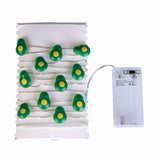 LED string lights featuring 20 avocado-shaped LEDs on a flexible 2-meter cable, perfect for playful decor and ambiance.