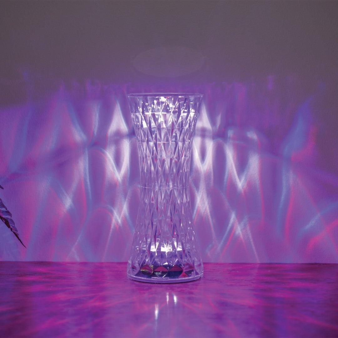 Touch-activated crystal lamp with 16 colors, 4 modes, and a rechargeable design for stylish home illumination.