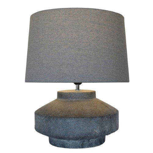 Lamp W/Grey Linen Shade - Pebble Terracotta (40 X 40 X 47.5cm)