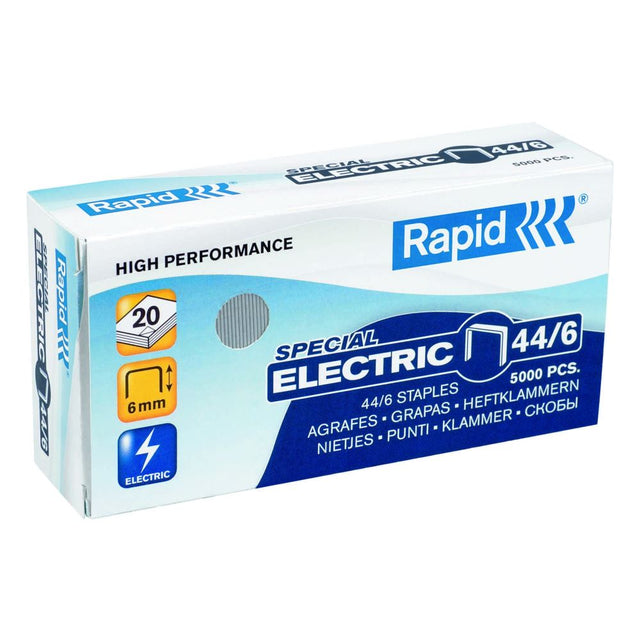 Bulk pack of 5000 Rapid Staples 44/6, perfect for efficient binding in electric staplers, ideal for home or office use.