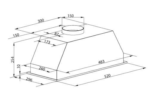 PARMCO - RANGEHOOD - TURBOPAK 520MM BLACK 1000M3H