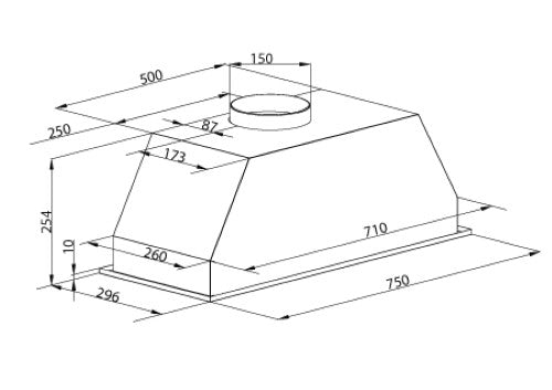 PARMCO - RANGEHOOD - TURBOPAK 746MM BLACK 1000M3H