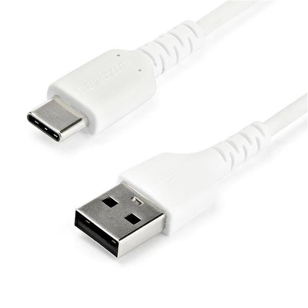 1m USB A to USB C Charging Cable - Durable Aramid 60W White