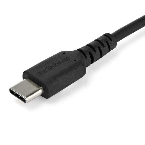 1m USB C charging cable in black, reinforced with aramid fiber for durability, supports 60W fast charging and data transfer.