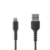 1m USB to Lightning Cable in black, Apple MFi certified for fast charging and syncing, durable TPE construction, 3.3 ft long.