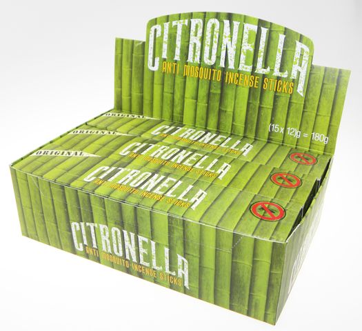 12 Pack of 15g Citronella Incense sticks, ideal for repelling insects and creating a calming atmosphere indoors or outdoors.