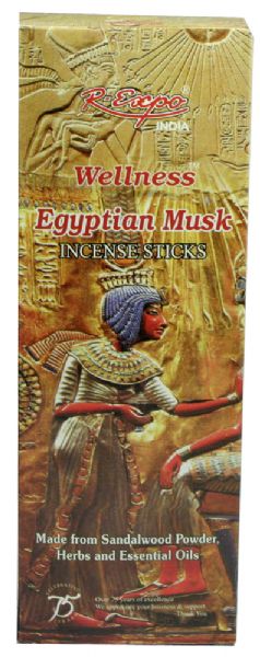 Wellness Incense Egyptian Musk, 20g hand-rolled sticks, pure sandalwood, soothing aroma for relaxation and meditation.