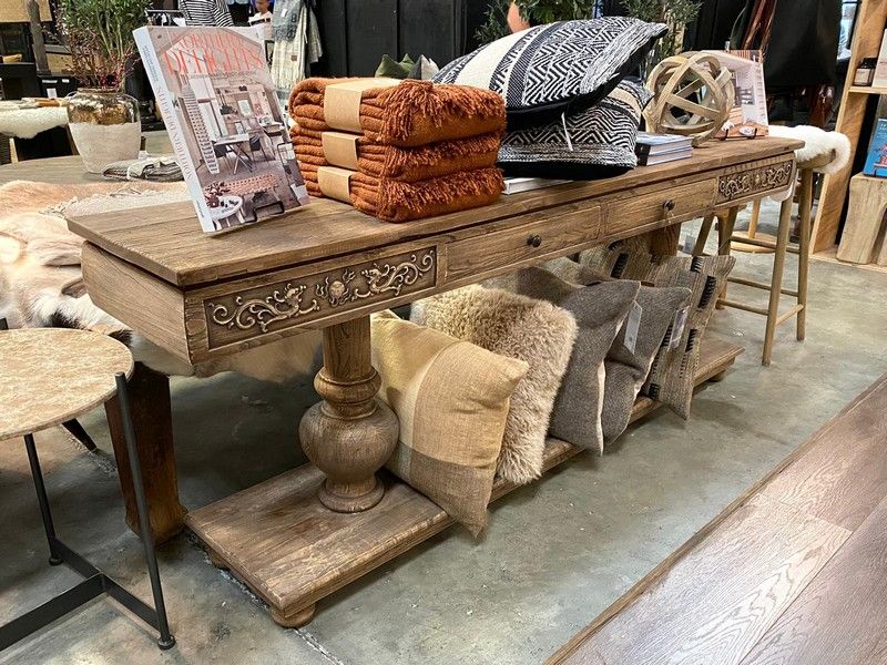 Hall Table - 2 Drawers Old Elm (210cm)