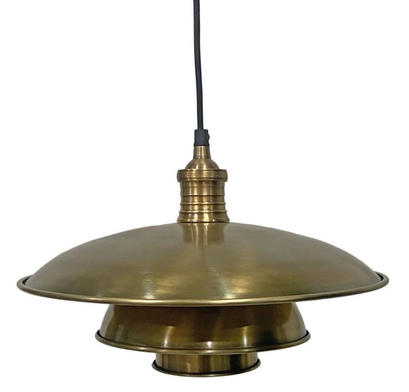 Antique brass hanging pendant light, 355mm, adding vintage charm and elegance to any space.