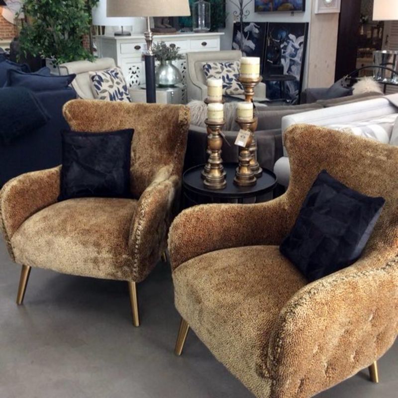 Safari Occasional Chair - with Antique Brass Leg
