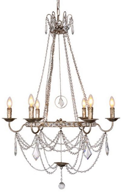 Elegant chandelier with shimmering glass accents, perfect for illuminating dining rooms and entranceways.