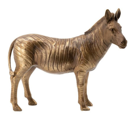 Metallic copper zebra ornament with intricate detail, perfect for elevating modern home decor as a striking centerpiece.