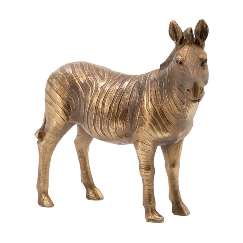 Zebra ornament with metallic copper finish, crafted from stone powder and resin, perfect as a modern tabletop accent.