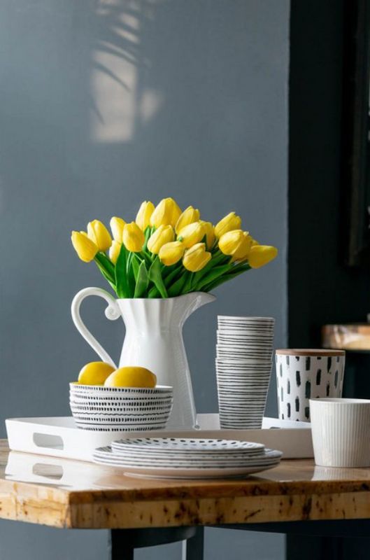 Artificial TULIP BUNCH - 9 PCE (YELLOW)