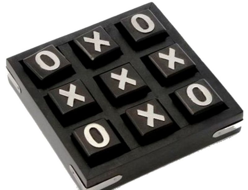 Elegant wooden black tic tac toe game, 12cm, perfect for home decor and entertaining guests.