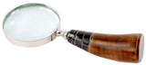 Elegant 18.3cm brass and aluminium magnifier with horn handle, perfect for decor and light use.