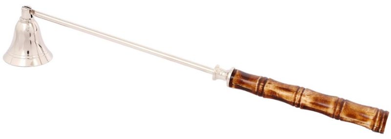 Elegant brass candle snuffer with a stylish bone handle, measuring 31.5cm, perfect for extinguishing candles gracefully.