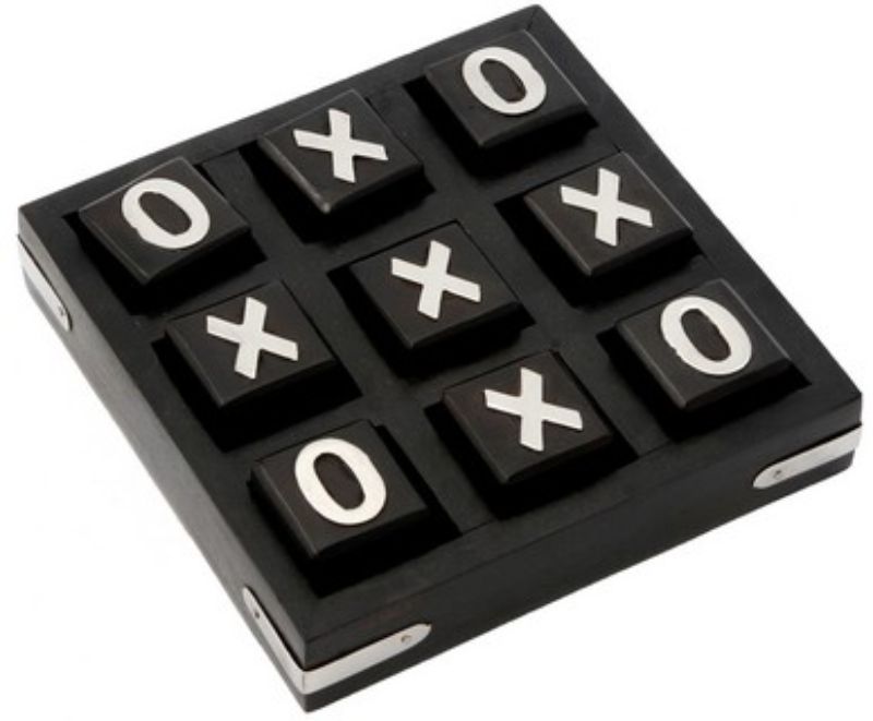 Large black wooden tic tac toe game (30cm) designed for fun and decor, perfect for home or office use.