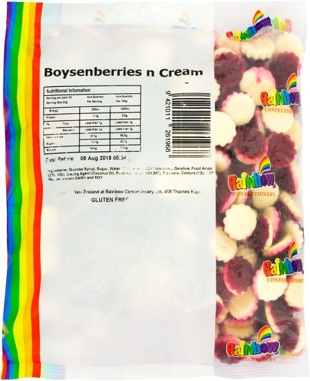 Rainbow Confectionery Boysenberry & Cream - 2kg Bag