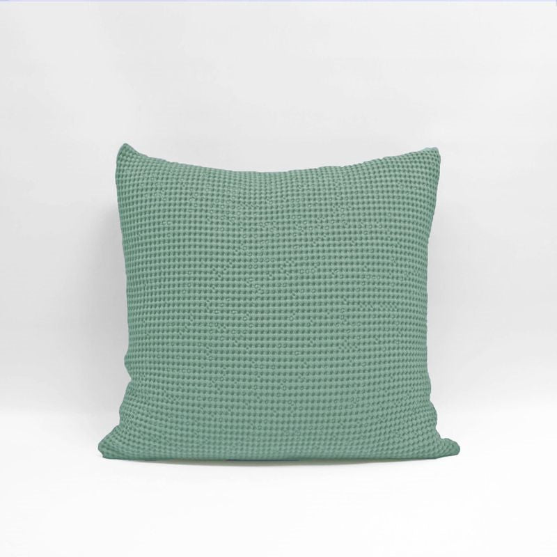 Teal Euro Pillowcase by Baksana features a deep waffle texture, made from 100% OEKO-TEX® Certified cotton with zip closure.