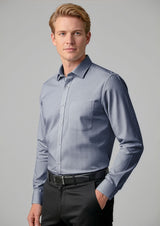 Bristol Mens Classic Long Sleeve Shirt - White/Navy