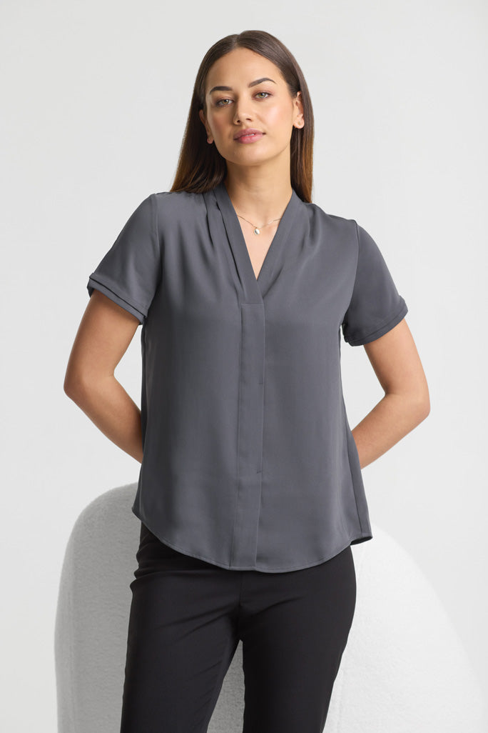 Madison Womens Short Sleeve Shirt - Charcoal