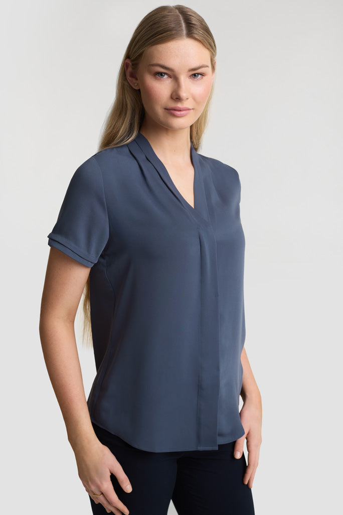 Madison Womens Short Sleeve Shirt - Storm Blue