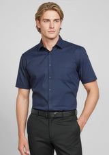 Monaco Mens Short Sleeve Shirt - Electric Blue