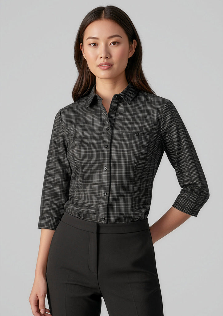 Harper Womens 3/4 Sleeve Shirt - Ink/Silver