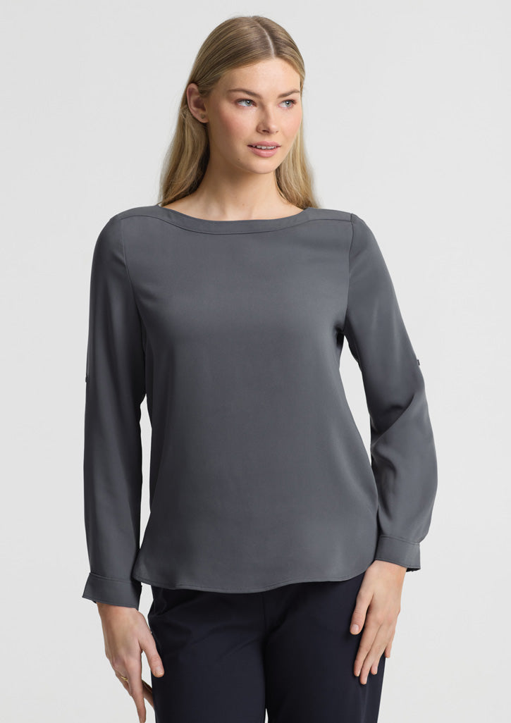 Madison Womens Boatneck Top - Charcoal