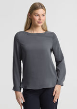 Madison Womens Boatneck Top - Charcoal